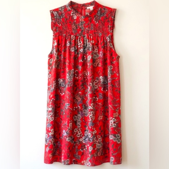 Carolina Belle Montreal Red and Blue Floral Tunic Mini Dress Size XL - Picture 2 of 10